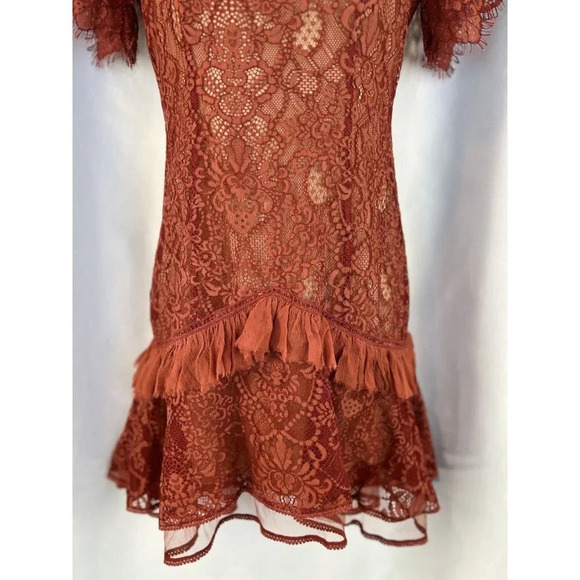 Jonathan Simkhai Burnt Red Lace Illusion Cocktail Dress $695 - Picture 4 of 13